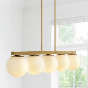 Luca Parisian 45.5" Modern Glam Iron Globe Linear LED Pendant - JONATHAN Y